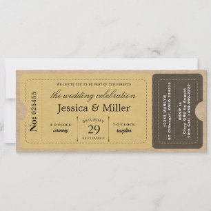  Rustic Boarding Pass Style Ticket Wedding Invitation