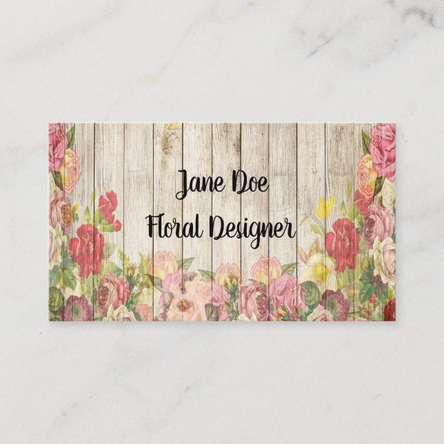 Rustic Boards and Roses Business Card (Front)