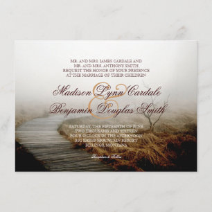 Rustic Boardwalk Fog Country Wedding Invitations