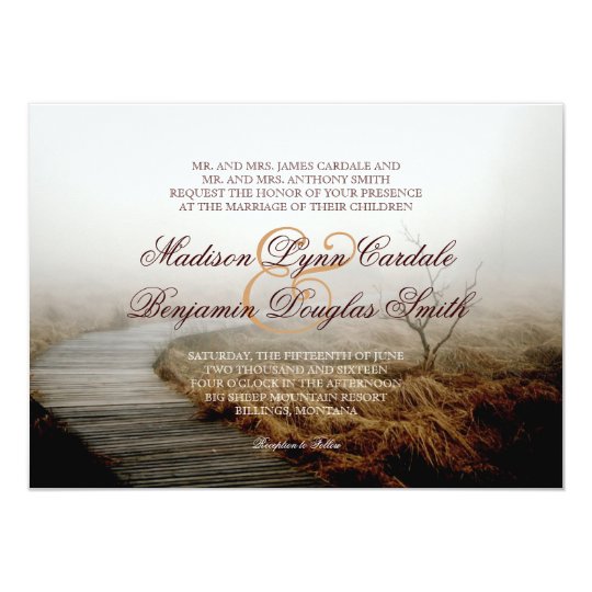 Rustic Boardwalk Fog Country Wedding Invitations Zazzle Com