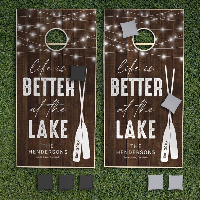 Rustic Boat Lakehouse Family Cornhole Set (Creator Uploaded)