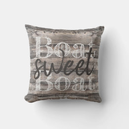 rustic BOAT SWEET BOAT barnwood Outdoor Pillow