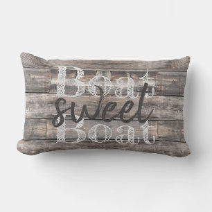 rustic BOAT SWEET BOAT barnwood two-sided Lumbar Pillow