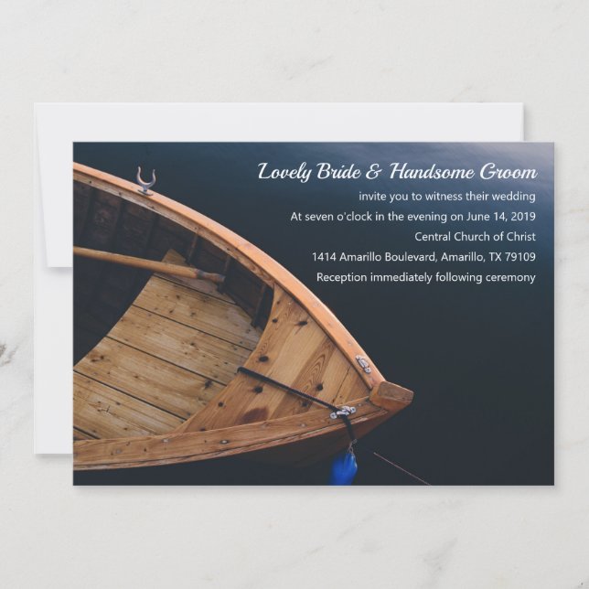 Rustic Boat Wedding Invitation (Front)