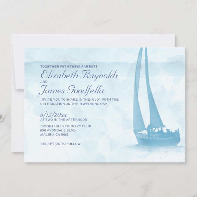 Rustic Boat Wedding Invitations (Front)