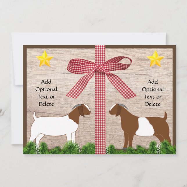Rustic Boer Goat Christmas Greeting Holiday Card (Front)