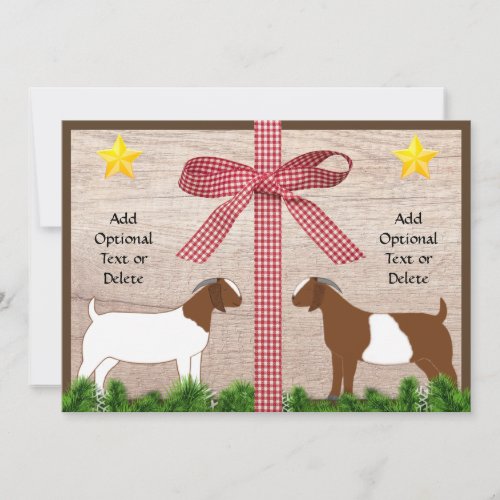 Rustic Boer Goat Christmas Greeting Holiday Card
