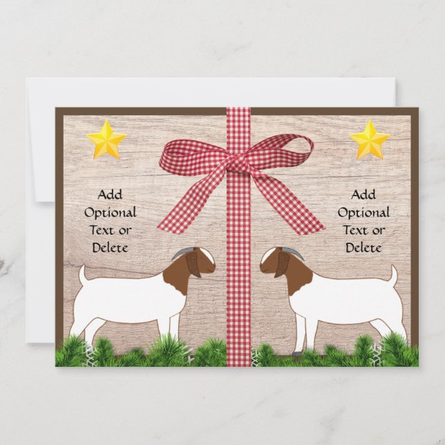 Rustic Boer Goat Christmas Greeting Holiday Card (Front)