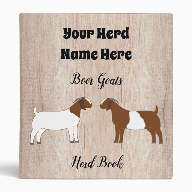Rustic Boer Goat Herd Book 3 Ring Binder (Front)