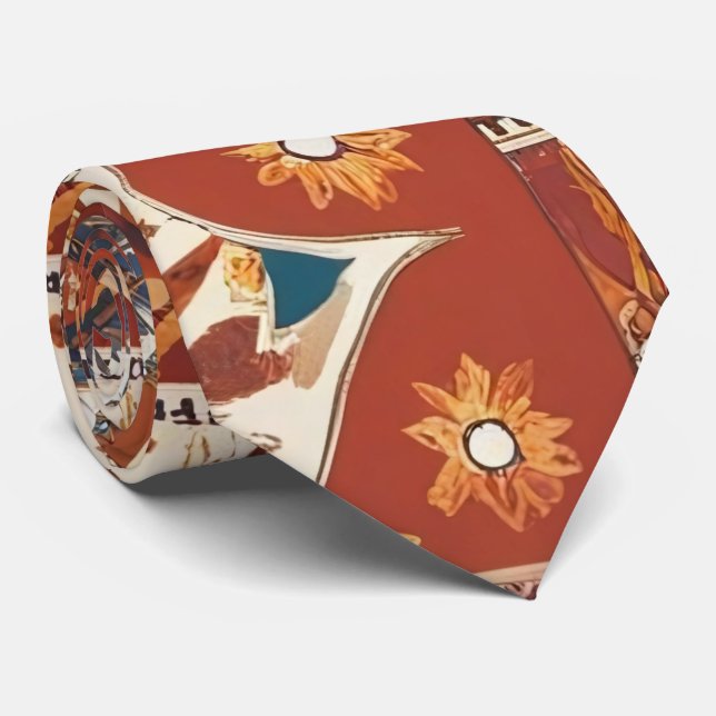 Rustic Bohemian Arrow & Floral Neck Tie (Rolled)