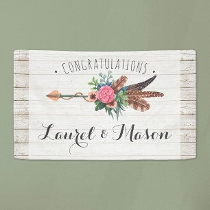 Rustic Bohemian Arrow Wedding Congratulations Sign