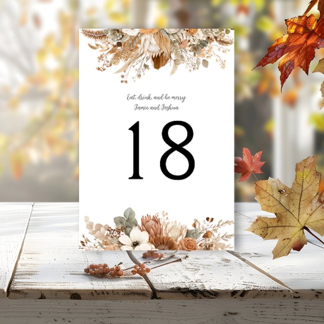Rustic Bohemian Autumn Floral | Table Number (Creator Uploaded)