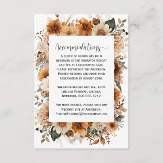 Rustic Bohemian Autumn Floral Wedding | Enclosure Card