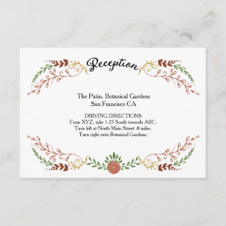 Rustic Bohemian Autumn Floral Wreath Wedding Enclosure Card