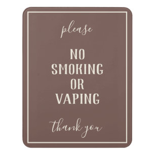 Rustic Bohemian Brown No Smoking Sign