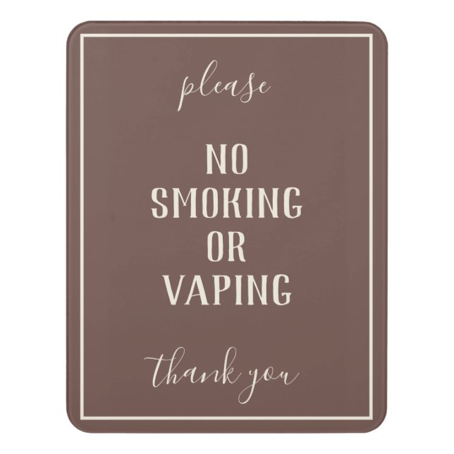 Rustic Bohemian Brown No Smoking Sign (Contemporary Vert)