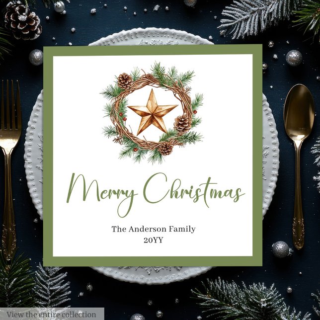 Rustic Bohemian Christmas Wreath with Pine Napkins (Rustic Bohemian Christmas Wreath with Pine Napkins

)