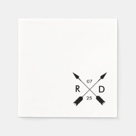 Rustic & Bohemian | Crossed Arrow | Custom Wedding Paper Napkin