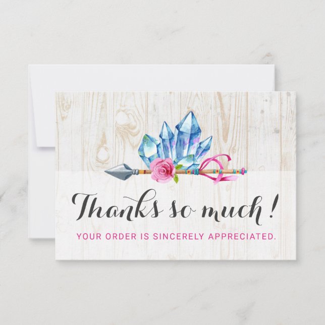 Rustic Bohemian Crystal Gems & Arrow Thank You Card (Front)