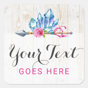 Rustic Bohemian Crystal Gems & Arrow Watercolor Square Sticker