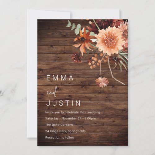 Rustic Bohemian Floral All Seasons Wedding Invitation