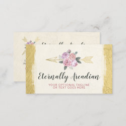 Rustic Bohemian Floral Arrows Gold Boho Social Business Card