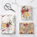 Rustic Bohemian Flowers Pampas Grass Greenery Wrapping Paper Sheets<br><div class="desc">Beautiful boho-inspired wrapping paper sheets featuring vintage watercolor flowers mixed with greenery foliage and elegant pampas grass in various shades of red,  blush,  yellow and green.</div>