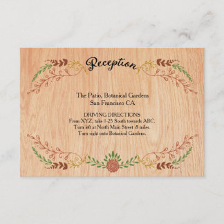 Rustic Bohemian Foliage Wreath on Wood Enclosure Card