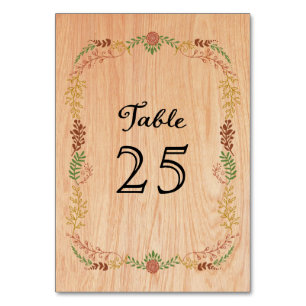 Rustic Bohemian Foliage Wreath on Wood Table Number