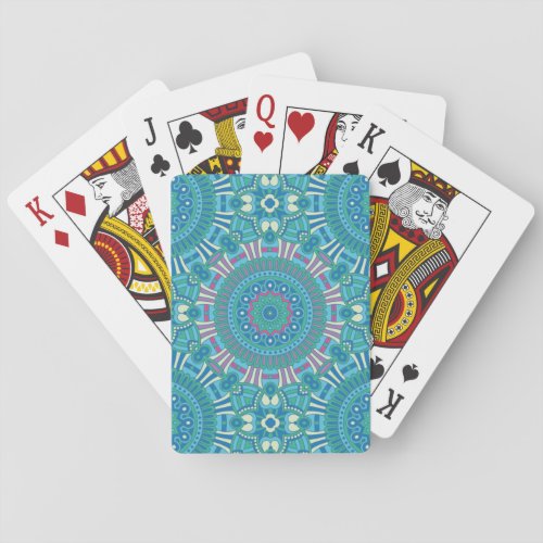 Rustic Bohemian Geometric Mandala Blue Purple Poker Cards