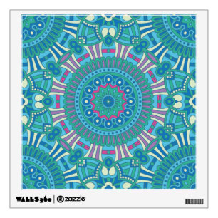 Rustic Bohemian Geometric Mandala Blue Purple Wall Decal
