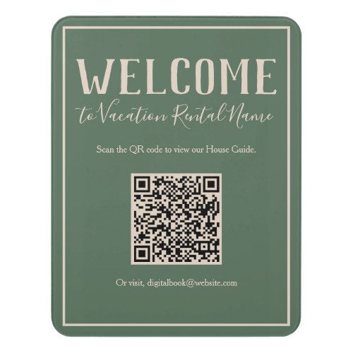 Rustic Bohemian Green Digital QR Code Welcome Sign