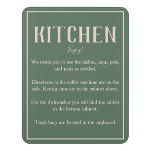 Rustic Bohemian Green Kitchen Sign