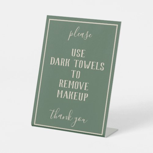 Rustic Bohemian Green Makeup Towel Counter Sign