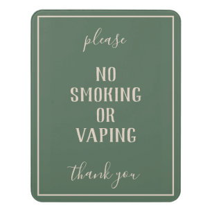 Rustic Bohemian Green No Smoking Sign