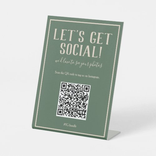 Rustic Bohemian Green QR Code Social Media Sign