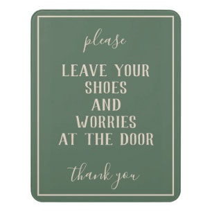 Rustic Bohemian Green Remove Shoes Sign