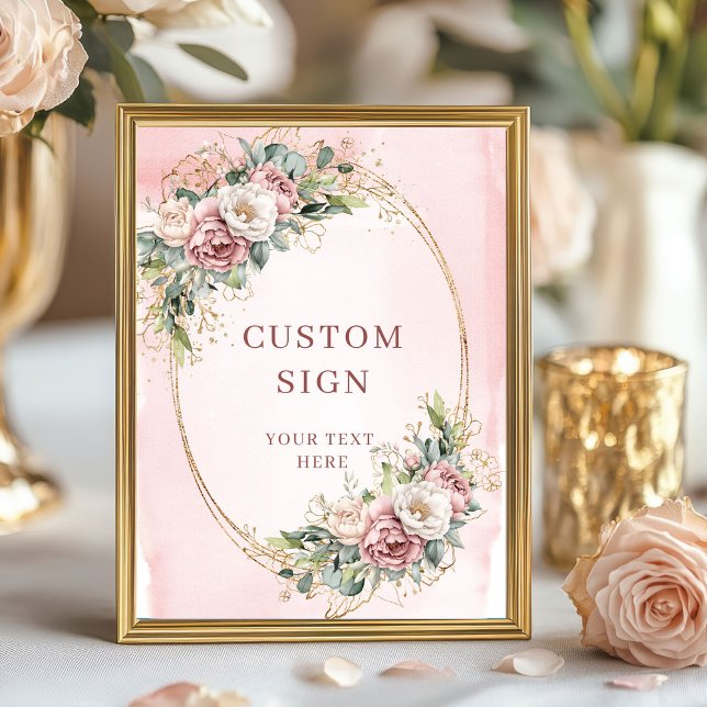Rustic Bohemian Light Pink Flowers Custom Sign (Rustic Bohemian Light Pink Flowers Custom Sign)