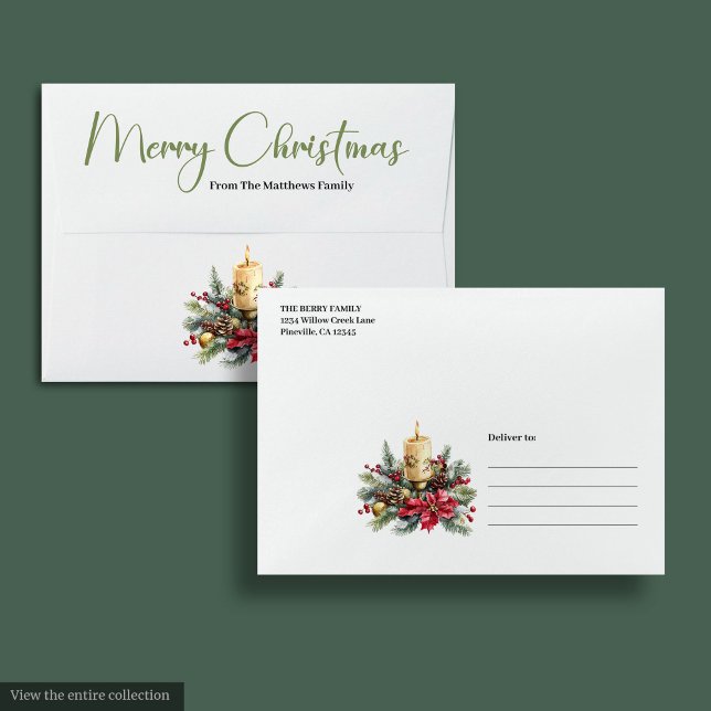 Rustic Bohemian Pine Wreath Christmas Envelopes (Rustic Bohemian Pine Wreath Christmas Envelope)