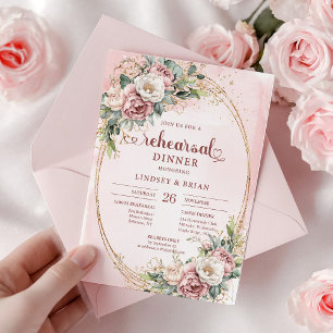Rustic Bohemian Rose Gold Greenery Rehearsal Invit Invitation