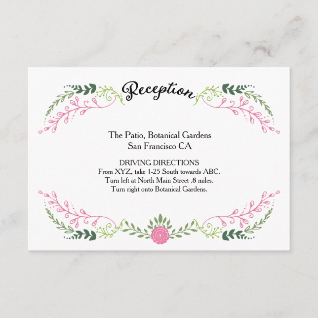 Rustic Bohemian Spring Foliage Wreath Wedding Enclosure Card (Front)