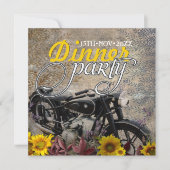 Rustic Bohemian Sunflower Motorbike Dinner Party Invitation (Front)