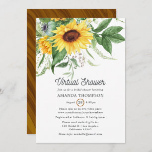 Rustic Bohemian Sunflower Virtual Shower Invitation