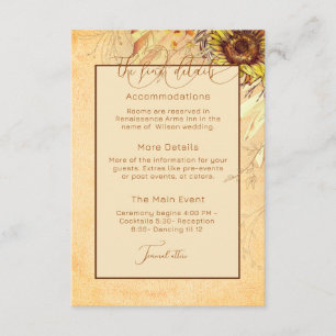 Rustic Bohemian Sunflower Wedding Enclosure Card