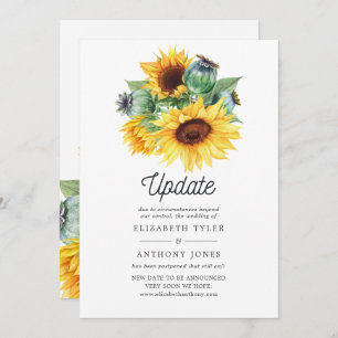 Rustic Bohemian Sunflower Wedding Update Invitation