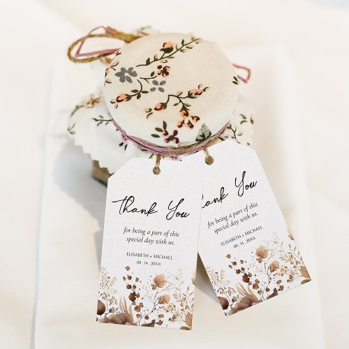 Rustic Bohemian Terracotta Floral Thank You  Gift Tags