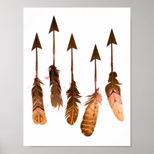 Rustic Bohemian Tribal Feather Arrows Poster