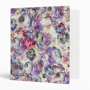 Rustic bohemian vintage pink lavender floral 3 ring binder