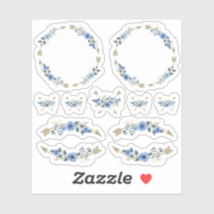 Rustic Bohemian Watercolor Floral Arrows Wreath Sticker