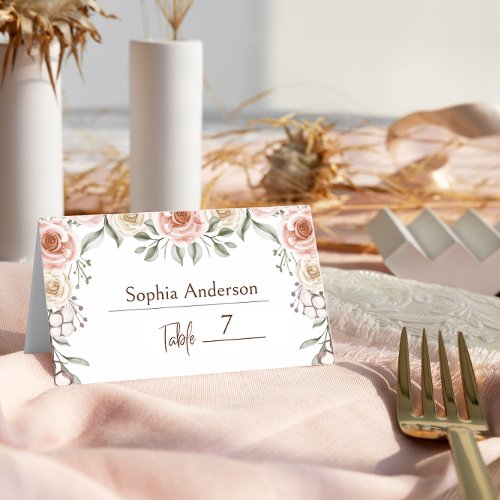 Rustic Bohemian Watercolor Floral Wedding  Place Card